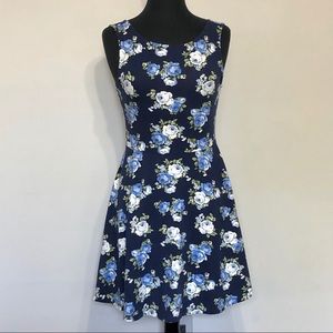 Forever 21 navy dress with blue and white flowers
